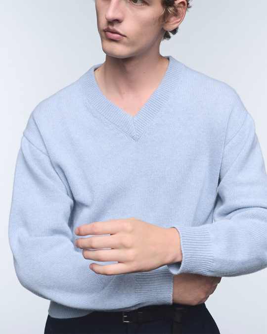 Prada Powder-Blue V-Neck Sweater — Editorial