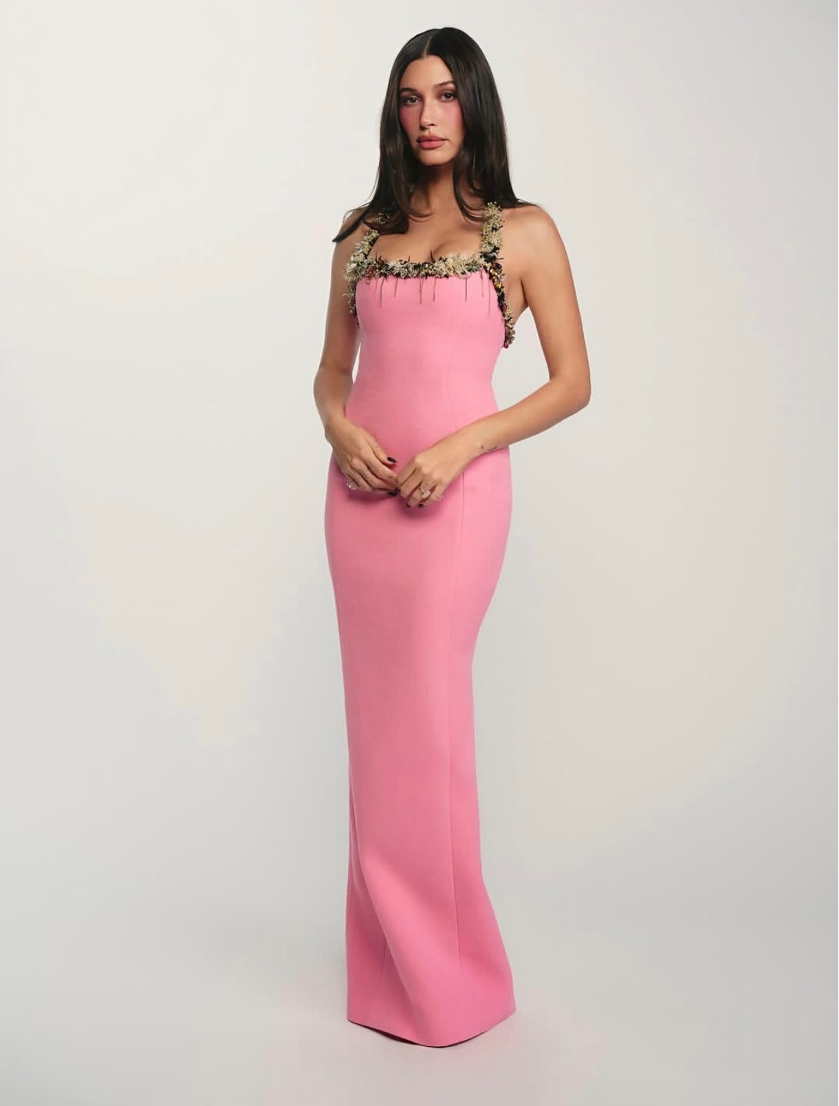 CHANEL Pink Embellished Column Gown