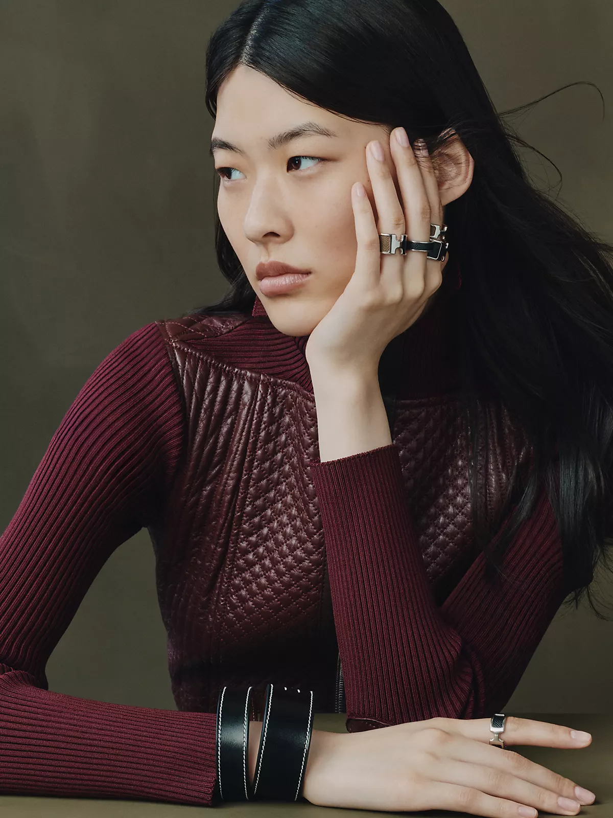 Burgundy Textured Knit Top