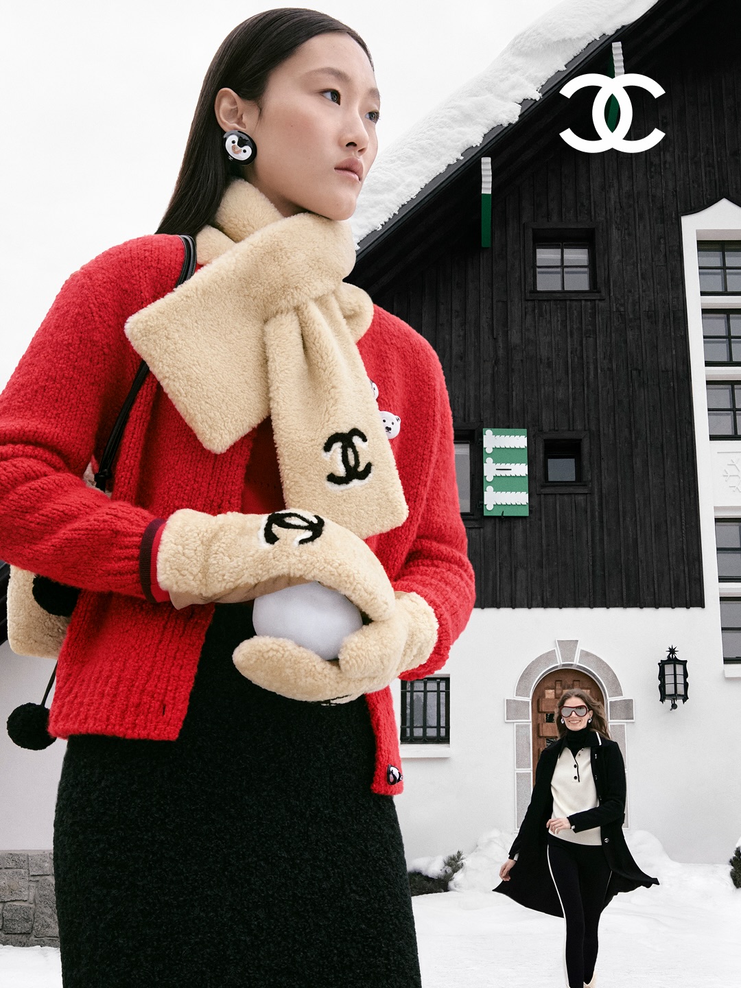 CHANEL Cream Winter Scarf