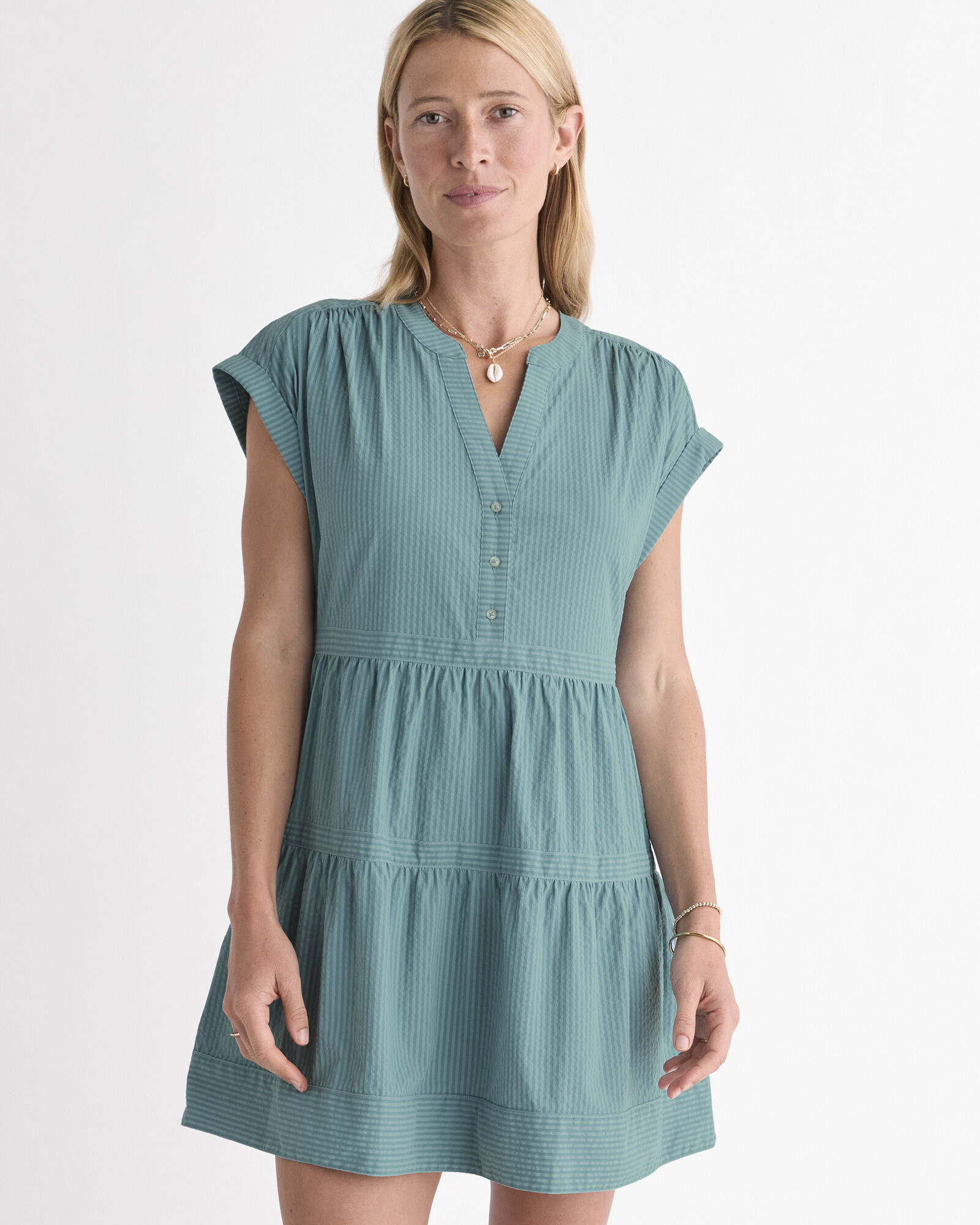 The Seersucker Day Dress - Seafoam
